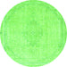 Round Abstract Green Modern Rug, abs2121grn