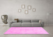 Machine Washable Abstract Pink Modern Rug in a Living Room, wshabs2121pnk