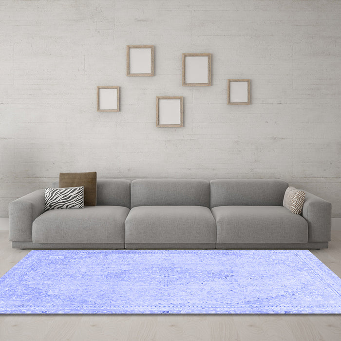 Machine Washable Abstract Blue Modern Rug in a Living Room, wshabs2121blu