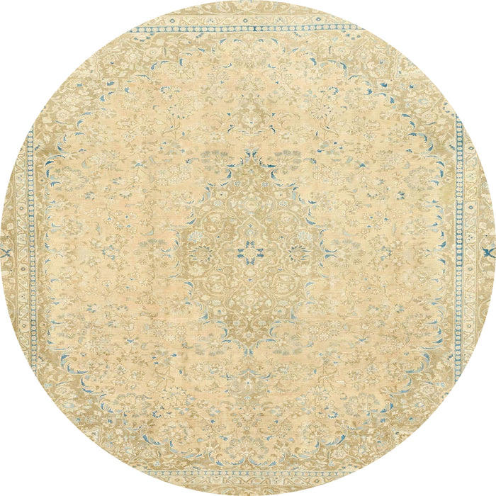 Round Abstract Brown Gold Modern Rug, abs2121