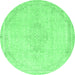 Round Abstract Emerald Green Modern Rug, abs2121emgrn