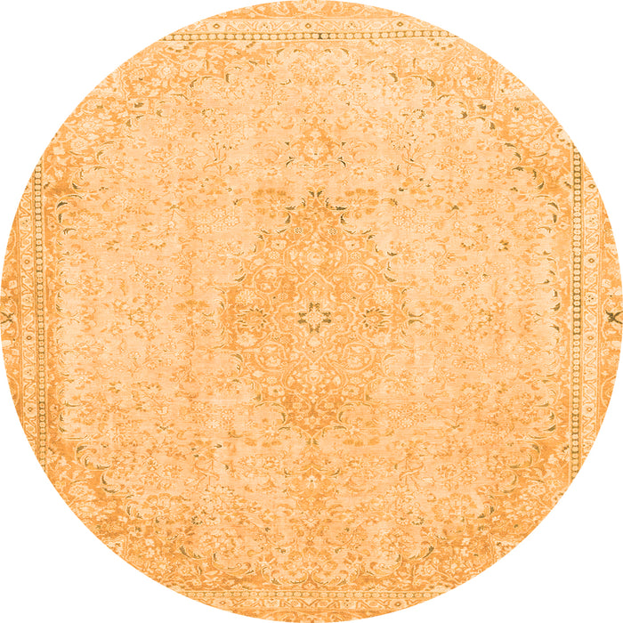 Round Abstract Orange Modern Rug, abs2121org