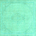 Square Abstract Turquoise Modern Rug, abs2121turq