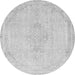 Round Machine Washable Abstract Gray Modern Rug, wshabs2121gry