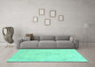 Machine Washable Abstract Turquoise Modern Area Rugs in a Living Room,, wshabs2121turq