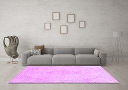 Machine Washable Abstract Purple Modern Area Rugs in a Living Room, wshabs2121pur