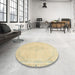 Round Machine Washable Abstract Brown Gold Rug in a Office, wshabs2121