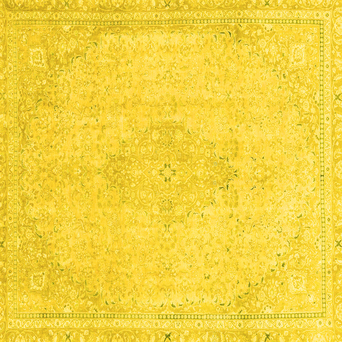 Square Machine Washable Abstract Yellow Modern Rug, wshabs2121yw