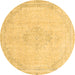 Round Abstract Brown Modern Rug, abs2121brn