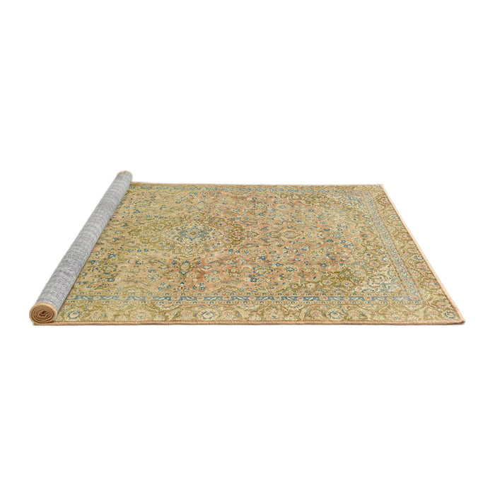 Sideview of Machine Washable Abstract Bronze Brown Rug, wshabs2122