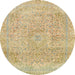 Round Abstract Bronze Brown Modern Rug, abs2122