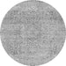 Round Machine Washable Abstract Gray Modern Rug, wshabs2122gry