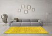 Machine Washable Abstract Yellow Modern Rug in a Living Room, wshabs2122yw