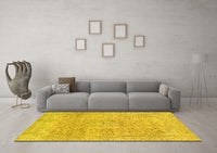 Machine Washable Abstract Yellow Modern Rug, wshabs2122yw