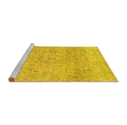 Sideview of Machine Washable Abstract Yellow Modern Rug, wshabs2122yw