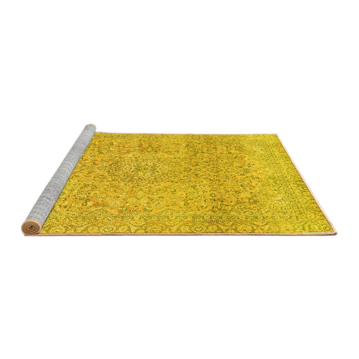 Sideview of Machine Washable Abstract Yellow Modern Rug, wshabs2122yw