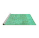 Sideview of Machine Washable Abstract Turquoise Modern Area Rugs, wshabs2122turq