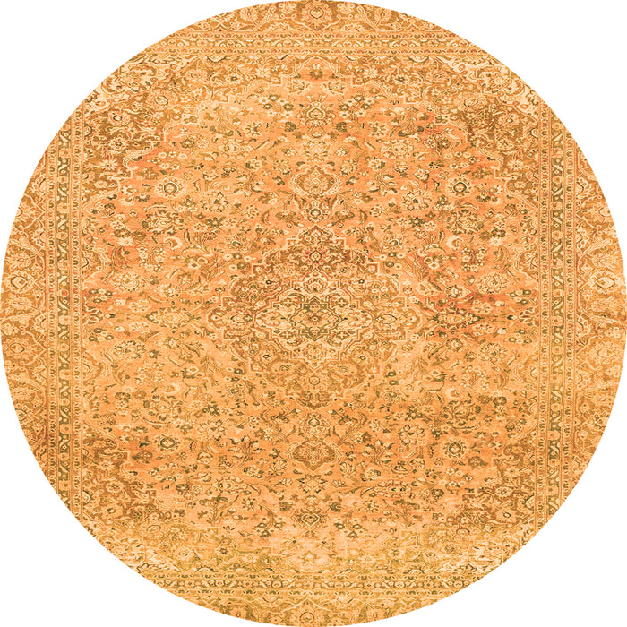 Round Abstract Orange Modern Rug, abs2122org