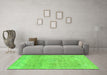 Machine Washable Abstract Green Modern Area Rugs in a Living Room,, wshabs2122grn