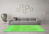 Machine Washable Abstract Green Modern Rug, wshabs2122grn