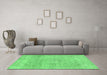 Machine Washable Abstract Emerald Green Modern Area Rugs in a Living Room,, wshabs2122emgrn