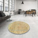 Round Machine Washable Abstract Bronze Brown Rug in a Office, wshabs2122