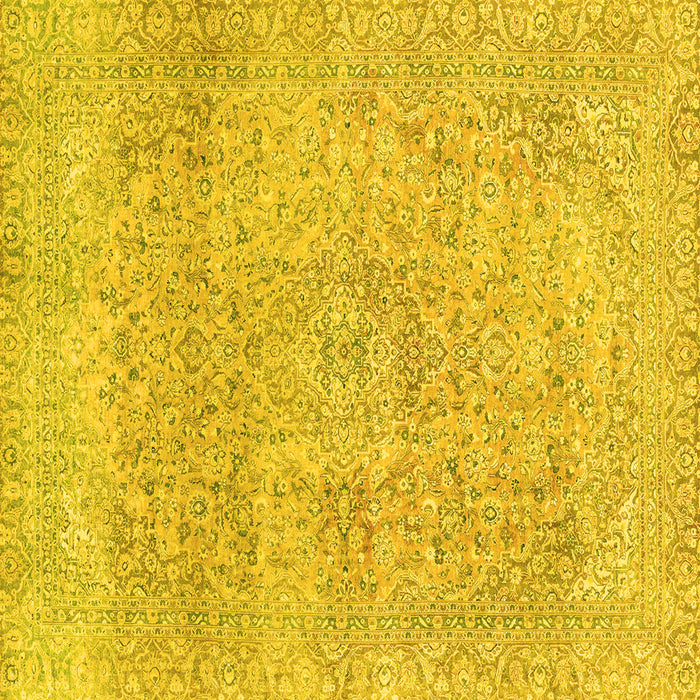 Square Abstract Yellow Modern Rug, abs2122yw