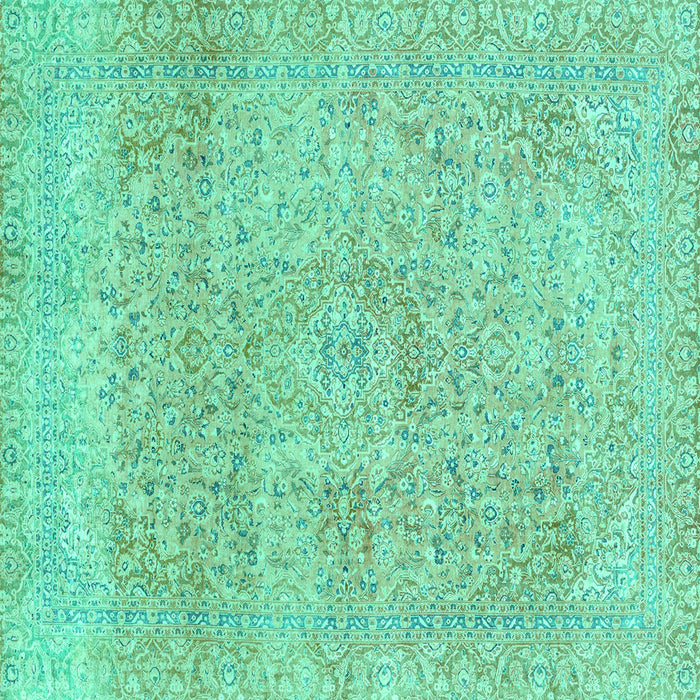 Square Abstract Turquoise Modern Rug, abs2122turq
