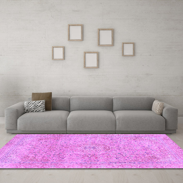 Machine Washable Abstract Purple Modern Area Rugs in a Living Room, wshabs2122pur