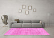 Machine Washable Abstract Pink Modern Rug in a Living Room, wshabs2122pnk