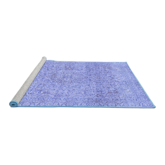 Sideview of Machine Washable Abstract Blue Modern Rug, wshabs2122blu