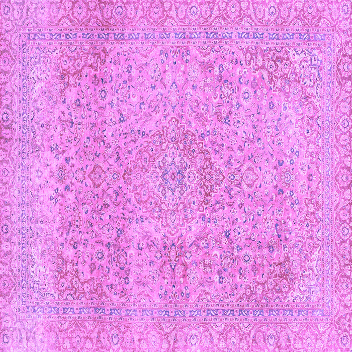 Square Machine Washable Abstract Purple Modern Area Rugs, wshabs2122pur