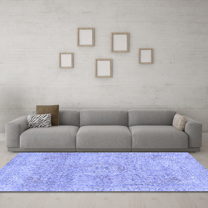 Machine Washable Abstract Blue Modern Rug in a Living Room, wshabs2122blu
