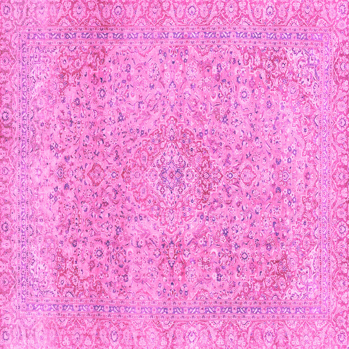 Square Machine Washable Abstract Pink Modern Rug, wshabs2122pnk