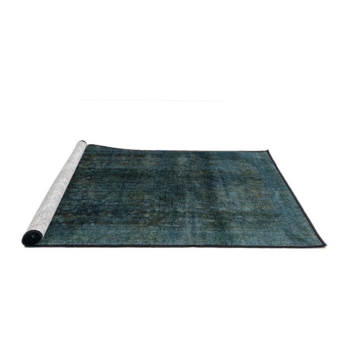 Sideview of Machine Washable Abstract Greenish Blue Green Rug, wshabs2123