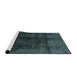 Sideview of Machine Washable Abstract Greenish Blue Green Rug, wshabs2123