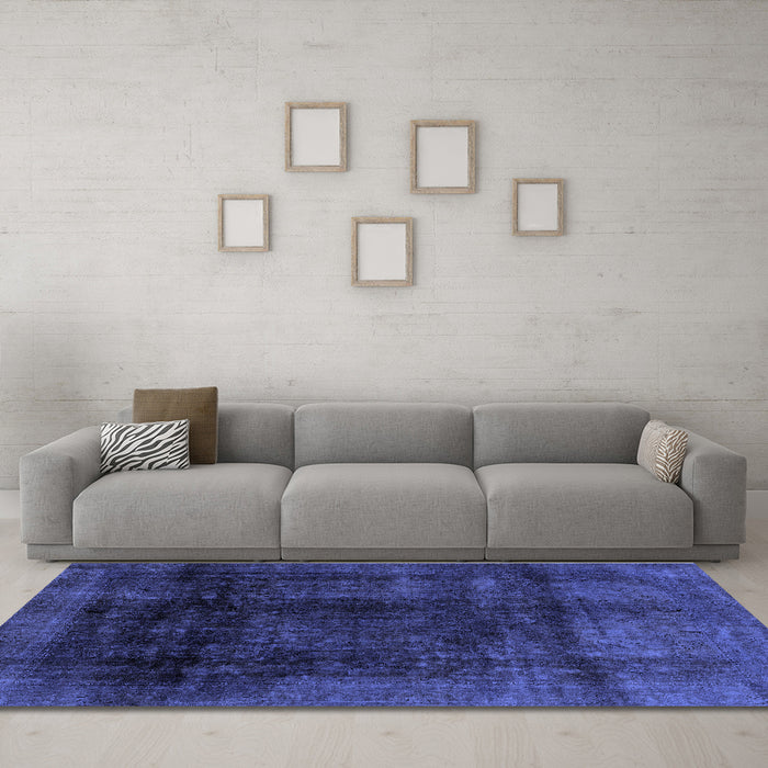 Machine Washable Abstract Blue Modern Rug in a Living Room, wshabs2123blu
