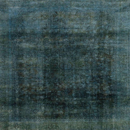 Square Machine Washable Abstract Greenish Blue Green Rug, wshabs2123