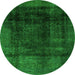 Round Abstract Green Modern Rug, abs2123grn