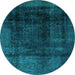 Round Machine Washable Abstract Light Blue Modern Rug, wshabs2123lblu