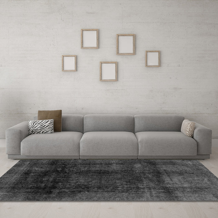 Machine Washable Abstract Gray Modern Rug in a Living Room,, wshabs2123gry