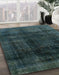 Abstract Greenish Blue Green Modern Rug in Family Room, abs2123