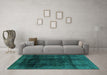 Machine Washable Abstract Turquoise Modern Area Rugs in a Living Room,, wshabs2123turq