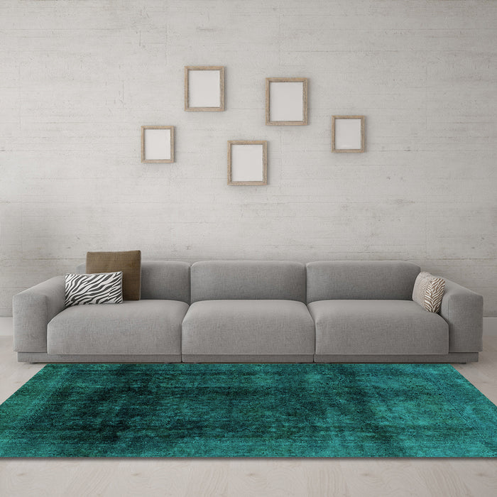 Machine Washable Abstract Turquoise Modern Area Rugs in a Living Room,, wshabs2123turq