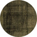 Round Abstract Brown Modern Rug, abs2123brn