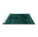 Sideview of Machine Washable Abstract Turquoise Modern Area Rugs, wshabs2123turq