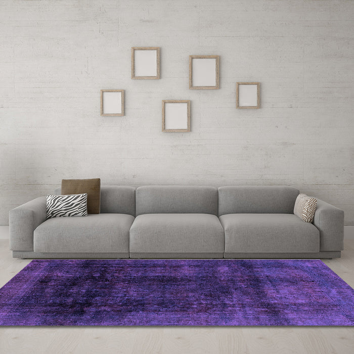 Machine Washable Abstract Purple Modern Area Rugs in a Living Room, wshabs2123pur