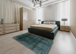 Abstract Greenish Blue Green Modern Rug in a Bedroom, abs2123