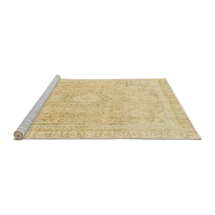 Sideview of Machine Washable Abstract Brown Gold Rug, wshabs2124