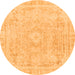 Round Machine Washable Abstract Orange Modern Area Rugs, wshabs2124org